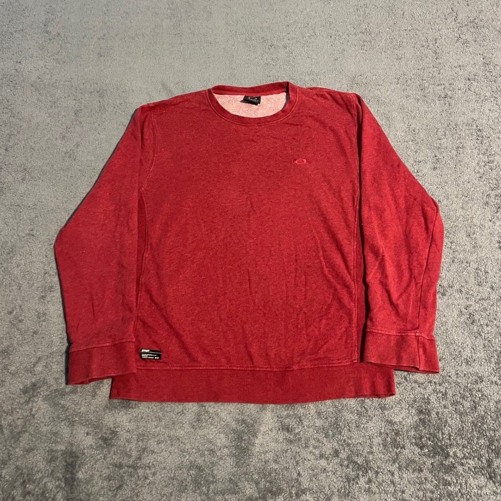 Vintage Oakley XL Red Heathered French Terry Crewneck Sweatshirt Long Sleeve